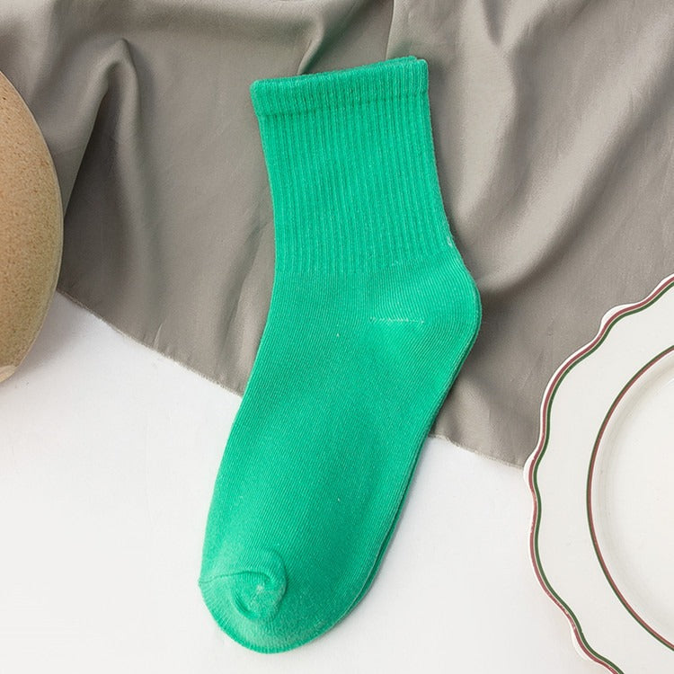 Chaussettes mi-mollet unisexes en coton, lot coloré et confortable au quotidien