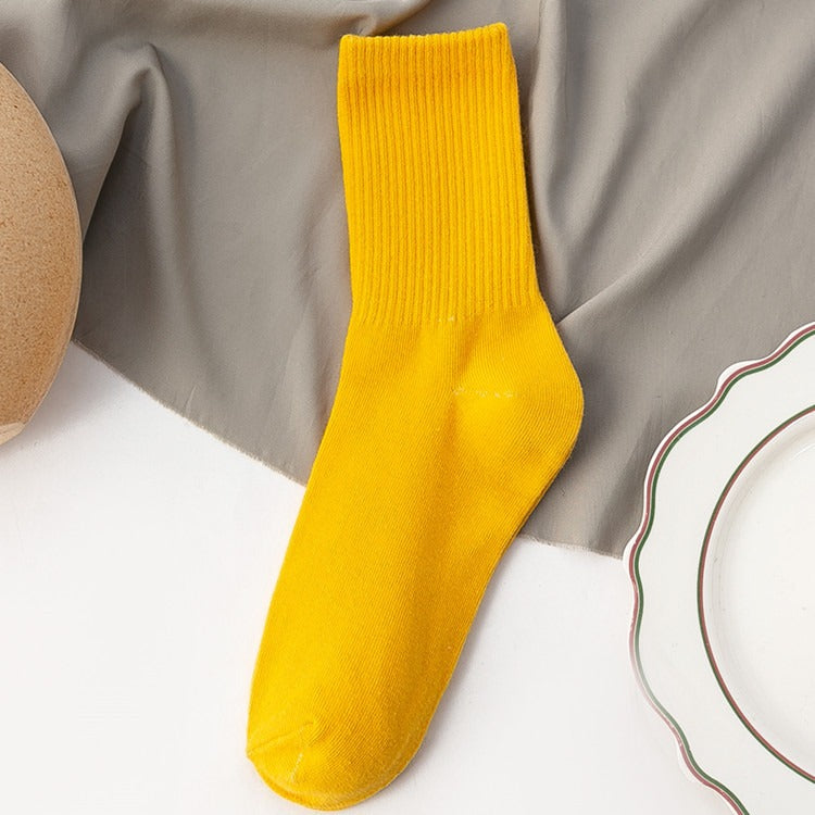 Chaussettes mi-mollet unisexes en coton, lot coloré et confortable au quotidien